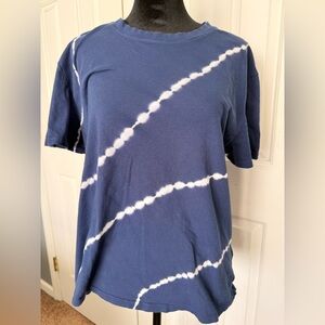 Athleta Organic Daily Relaxed Tee Medium Blue Tie Dye Cotton T-Shirt